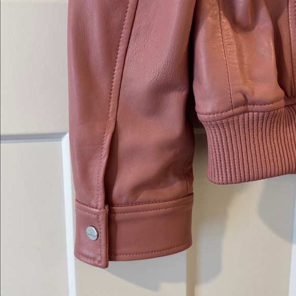 Lamarque Klemence Bomber Leather Jacket, 100% Lamb Leather, Mauve Pink, Size XS - Picture 12 of 14